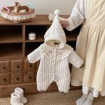 [66-90cm] フード付き 花柄 カバーオール