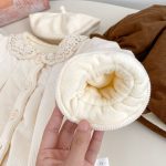 [73-120cm] レース襟 裏起毛 コットン コート - Image 7