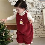 [73-100cm] ゆきだるま 刺繍 あったか カバーオール - Image 3