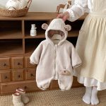 [66-90cm]韓国風 ボアフードカバーオール - Image 14