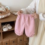 [73-120cm] 花柄 裏起毛 パンツ - Image 9