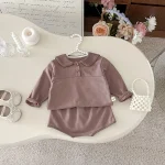 [73-110cm] 丸襟 シンプル セットアップ - Image 3