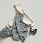 [66-90cm] 英字プリントフーディ オールインワン - Image 2