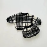 [66-90cm] チェックOR花柄 セットアップ