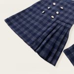 [80-140cm] チェックジャンパースカート&フリルニット&バッグ3点セット - Image 3