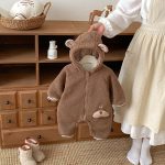 [66-90cm]韓国風 ボアフードカバーオール - Image 11