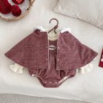 [66-90cm] ハート 刺繍 あったか ロンパース - Image 2