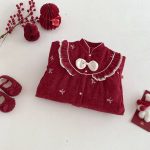 [66-90cm] 蝶結び 刺繍 あったか カバーオール - Image 2