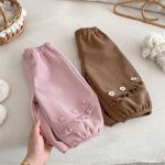 [73-120cm] 小花 裏起毛 パンツ - Image 4