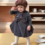 [73-100cm] ヘップバーン風ドレスワンピ&ニットインナー 2点セット - Image 5