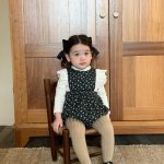 [66-130cm] 韓国風 小花柄 中綿 ロンパース ワンピース - Image 4