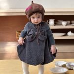 [73-100cm] ヘップバーン風ドレスワンピ&ニットインナー 2点セット - Image 11