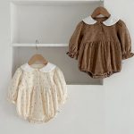 [66-100cm]ドット 小花柄 ロンパース - Image 3