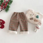 [73-120cm] 韓国風 チェック あったか パンツ