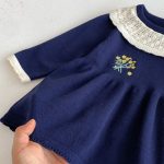 [73-110cm]小花 刺繍 ニット ワンピース - Image 8