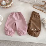 [73-120cm] 小花 裏起毛 パンツ - Image 3