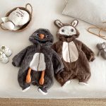 [66-90cm]うさぎ ファー風 フード 裏起毛 カバーオール - Image 13