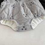 [66-90cm] 小花柄 蝶結び キルティング ロンパース