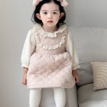 [73-100cm] レース襟 キルティング 裏起毛 ワンピース - Image 5