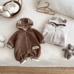 [66-90cm]韓国風 ボアフードカバーオール