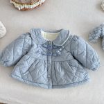 [73-100cm] リボン 裏起毛 キャミロンパース アウター - Image 10