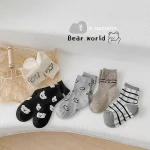 [GOODS]レトロスマイル 熊柄 ソックス 5足セット - Image 17