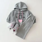 [80-130cm] 英字 フード付き トレーナー - Image 10