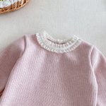 [66-90cm] カラフル ハート 裏起毛 ロンパース レース リブ インナー - Image 7