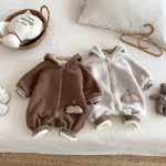 [66-90cm]韓国風 ボアフードカバーオール - Image 8