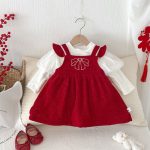 [66-100cm] 蝶結び 刺繍 あったか ロンパース、ワンピース - Image 4