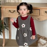 [73-100cm] レトロ 花柄 ジャンパースカート