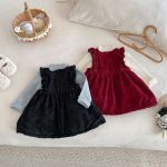 [73-120cm] ベロア裏起毛 リボン ワンピース - Image 10