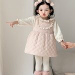 [73-100cm] レース襟 キルティング 裏起毛 ワンピース - Image 2