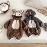 [66-90cm]うさぎ ファー風 フード 裏起毛 カバーオール - Image 12