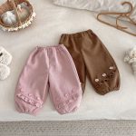 [73-120cm] 花柄 裏起毛 パンツ - Image 12