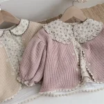 [66-90cm] パフスリーブ リブ カーディガン - Image 11