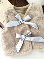 [66-100cm] リボン ボア ベスト