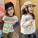 [80-130cm]Tシャツ 長袖 英字プリント 可愛い 女の子 おしゃれ