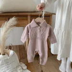 [66-100cm] ポロ ゲーブル編み オールインワン - Image 9