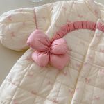 [66-90cm]蝶結び プリント 立体フラワー カバーオール - Image 7