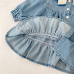 [73-110cm]ニット襟 デニム ワンピース - Image 8