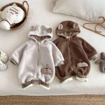 [66-90cm]韓国風 ボアフードカバーオール - Image 6