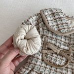 [73-100cm] リボン ポケット ウール 中綿 コート - Image 9