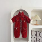 [66-100cm] うさぎ 蝶結び あったか カバーオール&マフラー - Image 3