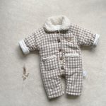 [66-90cm] 中綿 チェック カバーオール - Image 3