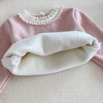 [66-90cm] カラフル ハート 裏起毛 ロンパース レース リブ インナー - Image 2