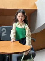 [90-140cm] グリーンキャミOR シャツ ORデニム スカート - Image 7