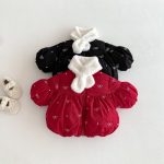 [73-120cm] 蝶結び 刺繍 中綿アウター - Image 12