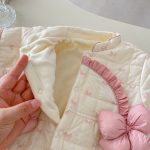 [66-90cm]蝶結び プリント 立体フラワー カバーオール - Image 6