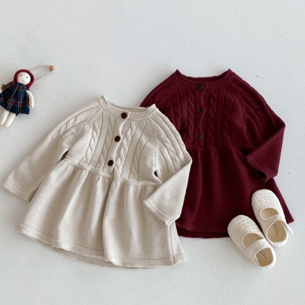 [73-110cm]シンプル ニット ワンピース